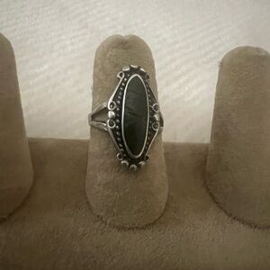 Vintage Fred Harvey Era Native Rare Green Turquoise Sterling Silver Ring Firm